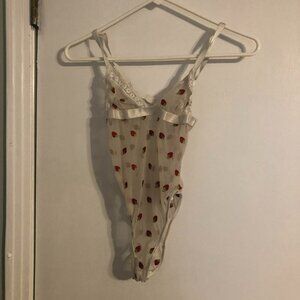 ASOS Design Embroidered Strawberry Sheer Bodysuit Sz 0